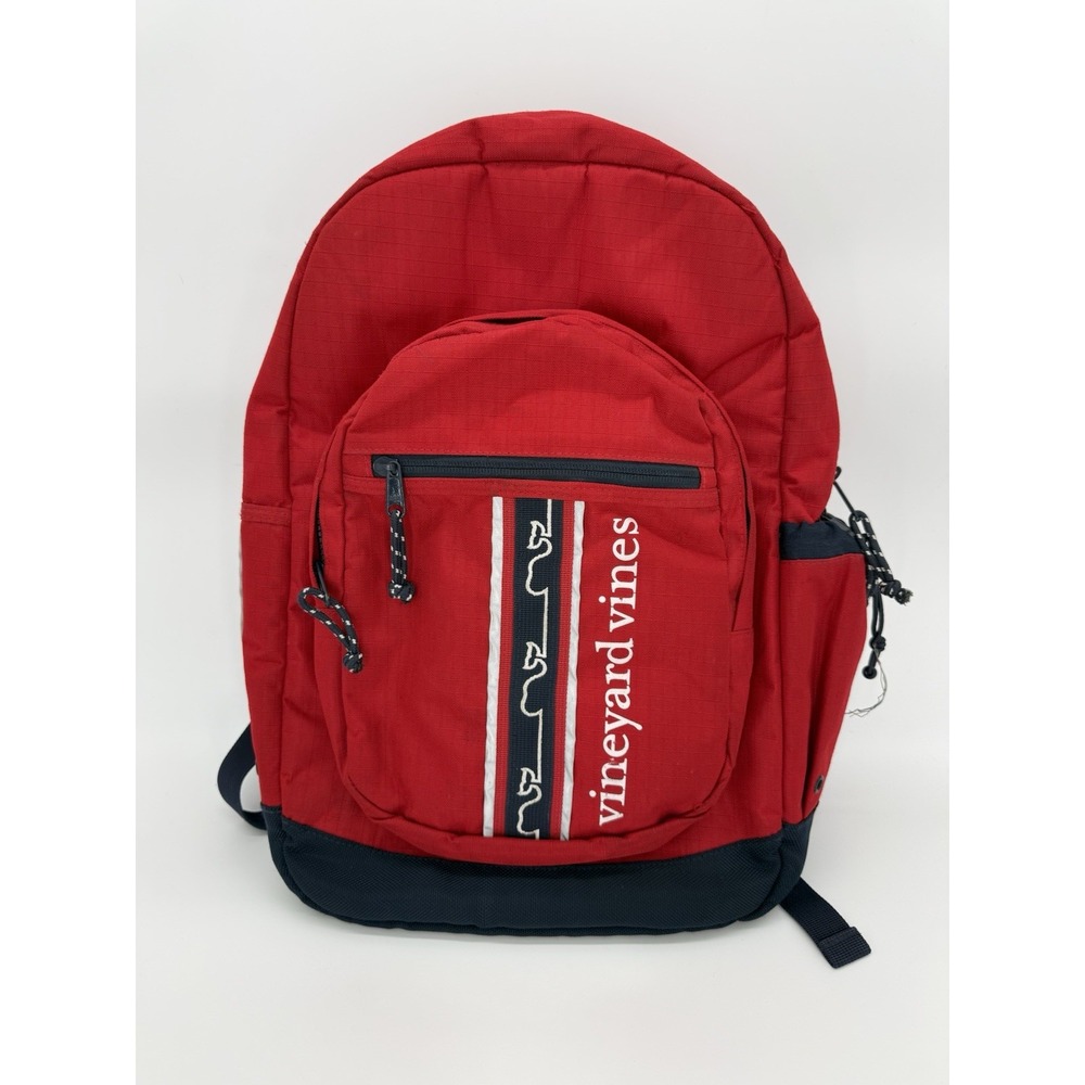 Vineyard Vines Book Bag Backpack Strap Book Carrier Zip Up Blue Red Pen Folder